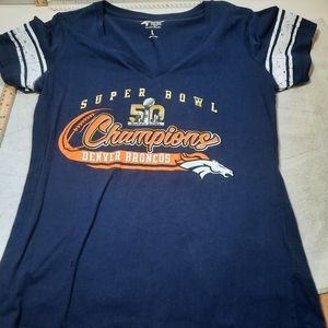 Women's Denver Broncos Majestic Multicolor Showtime Superbowl 50 Notch Neck...